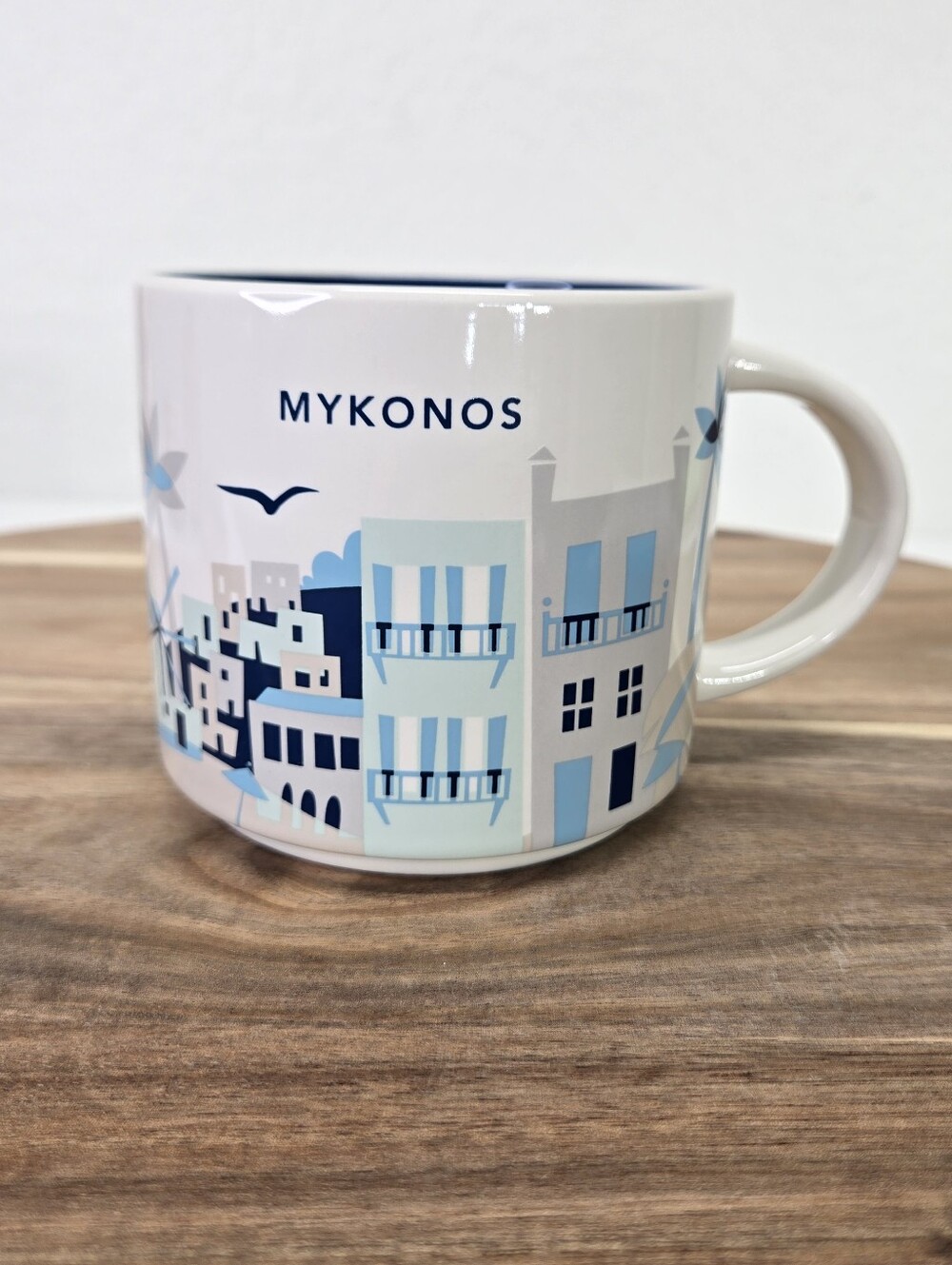Starbucks Mykonos Greece YAH Coffee Mug Cup Blue 14 oz 2017 New No Box